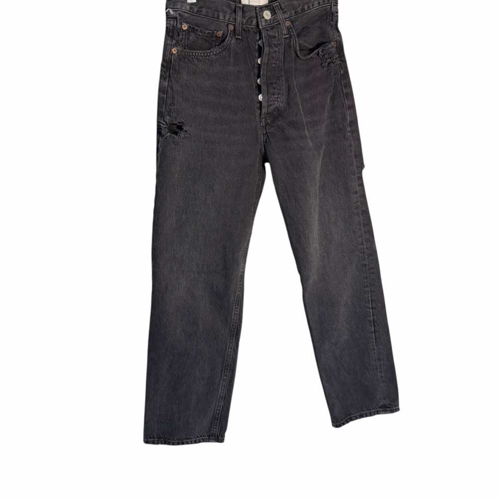 Agolde Womens Black Wash  High Rise Cropped Distressed Jeans Sz 24
